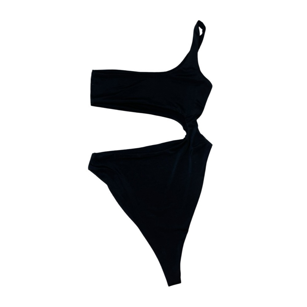 Naked Wardrobe One Piece one shoulder Black Swim Wear  All Around Cutouts XS - Picture 8 of 9